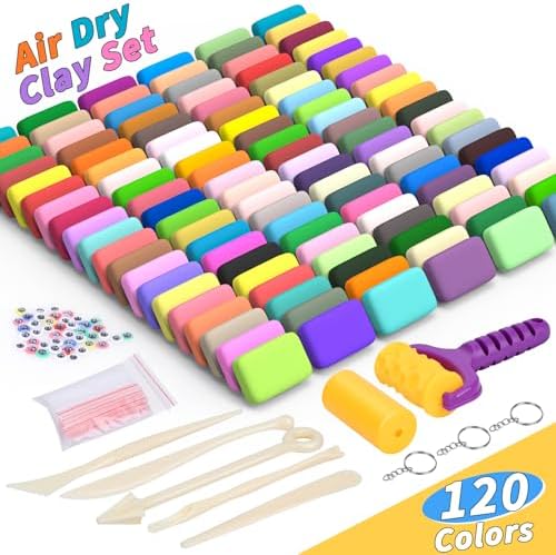 169 Pcs Air Dry Clay 120 Colors Modeling Model Magic Clay for DIY Molding Starter Kit with Sculpting Tools,Ultra Light Soft Non-Toxic Arts & Crafts Gift for Boys Girls Birthday Party Favors - Image 2