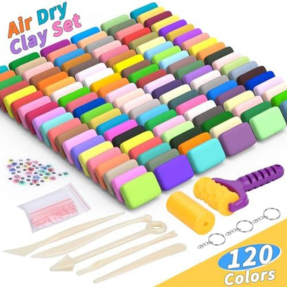 169 Pcs Air Dry Clay 120 Colors Modeling Model Magic Clay for DIY Molding Starter Kit with Sculpting Tools,Ultra Light Soft Non-Toxic Arts & Crafts Gift for Boys Girls Birthday Party Favors - Image 2
