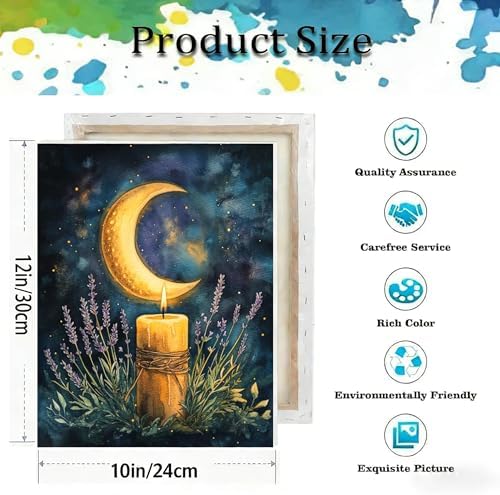 VIGEGU Paint by Numbers Kit for Adults,Moon Candle Paint by Numbers with Frame DIY Crafts for Adults wall Decor 10x12inch - Image 2