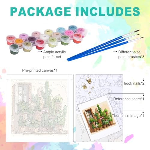 Paint by Numbers Kit for Adults, Desert Cactus Painting, 16 x 16 Inch - Image 4