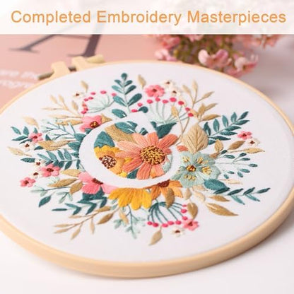 Harimau Letter C Pattern Embroidery Kit for Adult Beginners, Complete Starter Pack with 1 Hoop, Needles, Instruction Guide & Embroidery Stitch Video Tutorials - Image 6