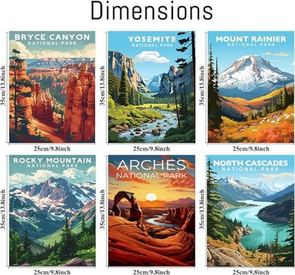 AOSGEDY 6 Pack Paint by Numbers Kit for Adults Beginner, National Park Adult Paint by Number Kits on Canvas Without Frame, DIY Landscape Painting with Numbers Craft for Home Decor 10x14 Inch - Image 5