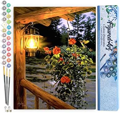 Figured'Art Paint by Numbers Kit for Adults Lantern Under The Porch 16"x20" - Craft Art Painting DIY Kit Rolled Canvas Without Frame by FiguredArt