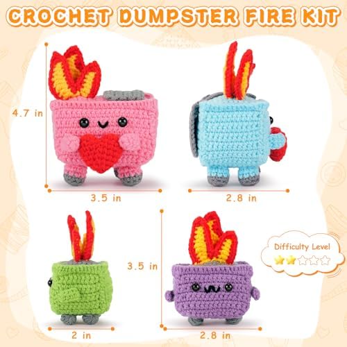 Crochet Kit for Beginners, 4PCS Dumpster Fire Crochet Starter Kit - Image 4