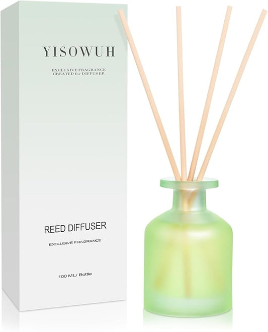 YISOWUH Reed Diffuser - Jasmine Lily 3.38oz (100ml) 1 Pack Essential Oil Reed Diffuser Set with 8 Sticks, Long Lasting Fragrance for Home, Bathroom, Bedroom, Room, Decor