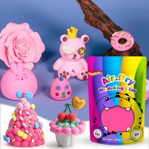 ifergoo 100g Pink Air Dry Clay, 3.5oz DIY Creative Modeling Clay for Kids - Image 3