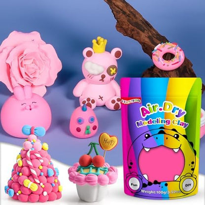ifergoo 100g Pink Air Dry Clay, 3.5oz DIY Creative Modeling Clay for Kids - Image 3