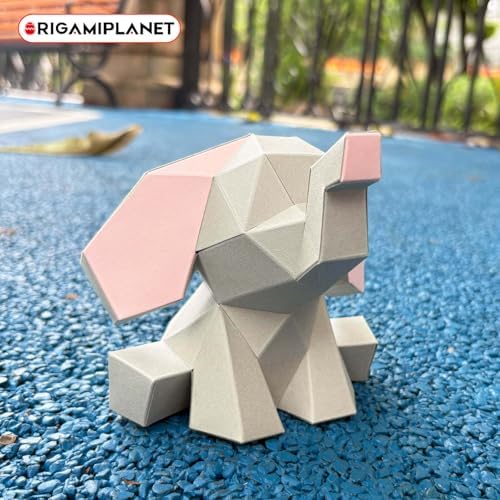 3D Origami Paper Craft Kit - Gray Elephant, Creative Handmade Paper Sculpture Art for Home Decor, Unique Pre-Cut DIY Pre-Cut Cute Animal Models Papercraft Set, Present for Teens & Adults - Image 4