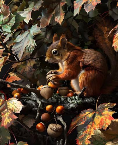 Squirrel Paint by Numbers Kit for Adults Animal Paint by Numbers on Canvas, DIY Acrylic Oil Painting Kits for Adults Beginners with Brushes, Hobbies for Women for Home Wall Decor Gifts 16x20 in A-47 by Unknown