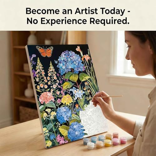 Amphol Paint by Numbers Kit for Adults - 16”x20” Bloom Garden DIY Paint by Numbers Kit for Beginners, Oil Flowers Painting Kit on Canvas Art for Home Wall Decor, Stress Relief with Acrylic Paint - Image 4