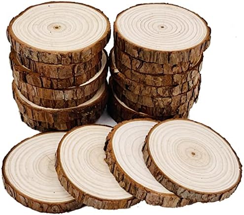 William Craft Unfinished Natural Wood Slices 20 Pcs 2.75-3.1 inch Wood Coaster Pieces Craft Wood kit Circles Crafts Christmas Ornaments DIY Crafts with Bark for Crafts Rustic Wedding Decorationbirch by WilliamCraftCalifornia