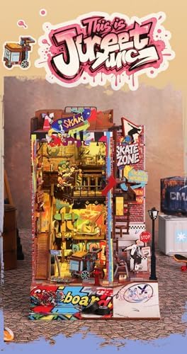 Miniature Book Nook Kit Cyberpunk Street Graffiti Skateboard DIY 3D Wooden Booknook for Adults and Book Lovers Bookshelf Insert Decor Creative Gift for Family Friends and Elderly - Image 6