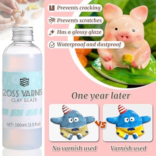 Natural Air-Dry Clay, 8 LBs Pottery Clay with 100ML Glaze Gloss Clay Varnish Protects and 27 PCS Pottery Tools Sculpting Tool Set, Air-Dry Clay Kit for Adults Beginner DIY Craft Gift - Image 4