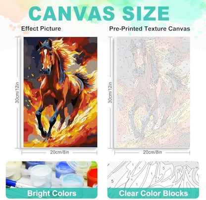 GEEHEIY Framed Paint by Numbers Kit for Adults, Running Horse, 8X 12 Inch - Image 3