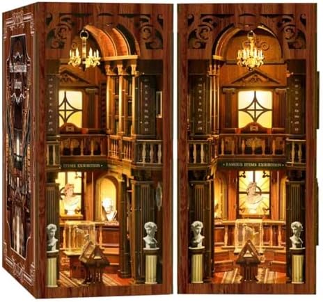 Philosophical Library Book Nook DIY Kit - 3D Wooden Bookshelf Insert with LED Lights, Vintage Study Room Decor for Adult by Unknown