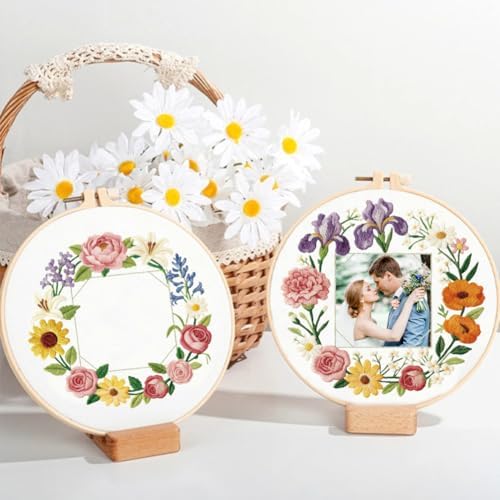 ORIGACH 4 Pack Floral Frame Embroidery Kits for Beginners - Image 4