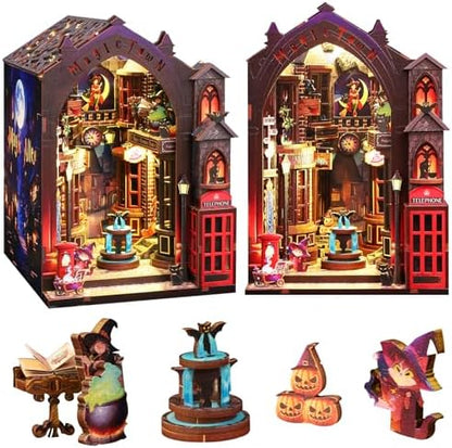 Spilay Book Nook Kit for Adults, Magic Alley DIY Miniature House Kit by SpilayDIYDollhouseMiniature