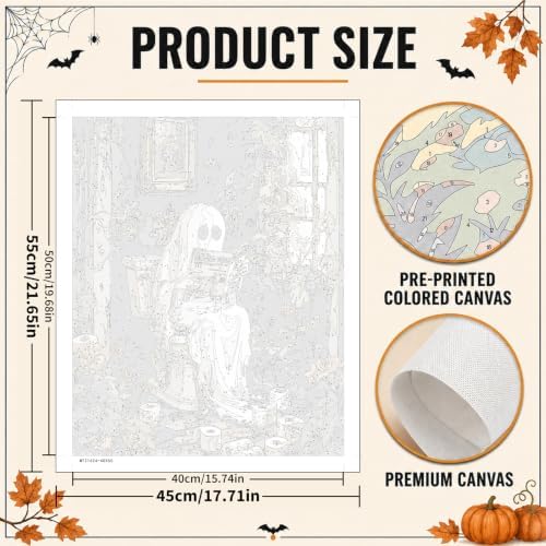 Halloween Ghost Paint by Numbers Kit for Adults, 16x20 inch - Image 4