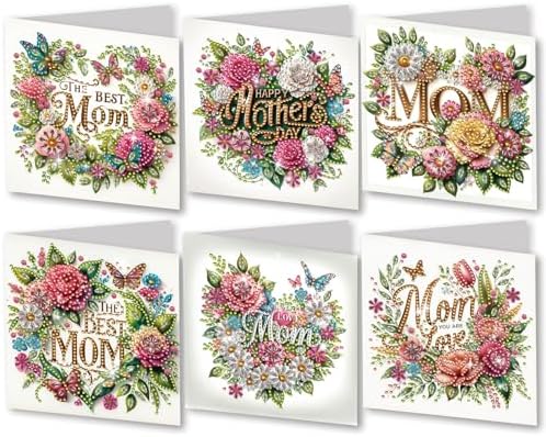 DIY Diamond Greeting Cards Set, 5D DIY Diamond Art Painting Festival Style Greeting Card, DIY Christmas Card Making Kits for Family Friends Handmade Gift-Mother's Day by Unknown