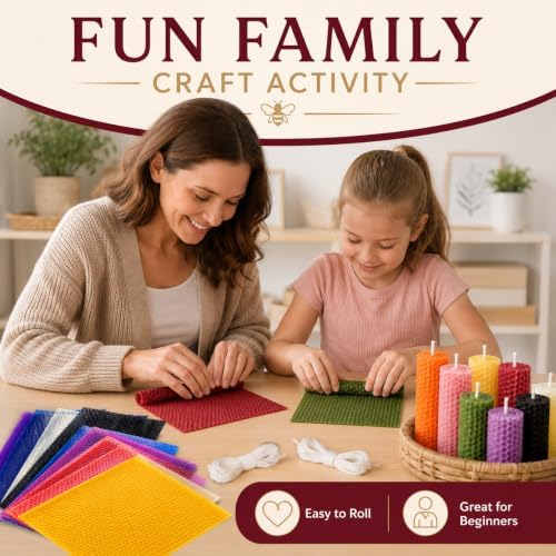 LDHHYH 24 PCS 8x8 Inch Beeswax Sheets for Candle Making – 12 Bright Colors - Image 6