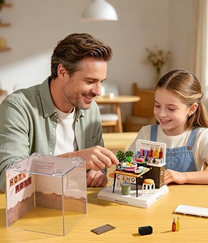 Hotpot Shop Super Miniature House Kit - DIY Plastic 3D Model Building Set for Adults & Teens, Build Your Own Hotpot Restaurant with Dustproof Case, Creative Craft Gift for Girls Women - Image 4