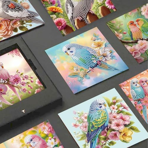 JISHSHAY 8 PCS Diamond Art Greeting Cards Bird Diamond Painting Birthday Cards Animal Gem Art Bird Gem Painting Mosaic Kits for Adults for Thanksgiving Anniversary Valentine Graduation All-Occasion - Image 4