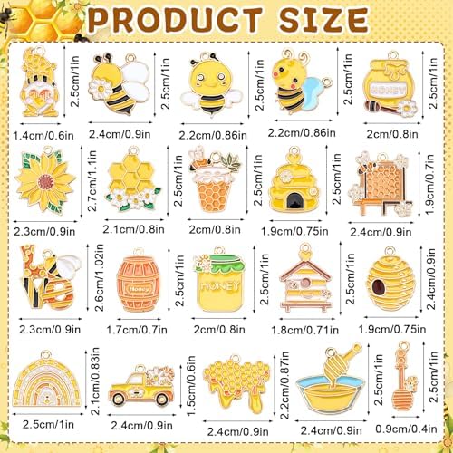 MARFOREVER 40Pcs/20 Pairs Bee Charms for Jewelry Making Gifts - Image 3
