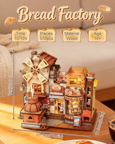 CUTEBEE Book Nook, 3D Wooden Puzzle for Adults,576 Pcs (Bread Factory) - Image 2