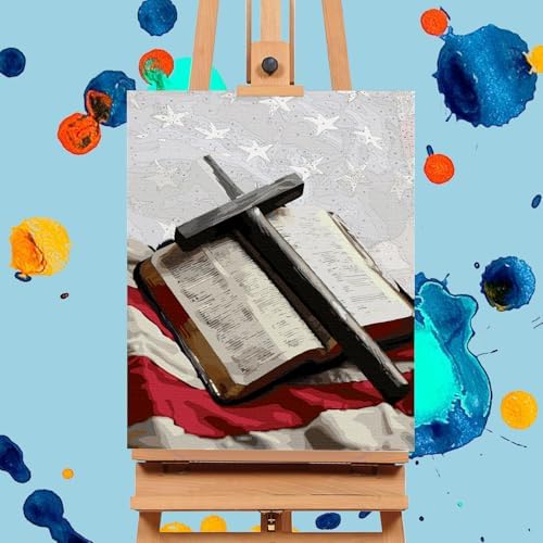 Paint by Numbers Kit for Adults, Flag Cross DIY Acrylic Canvas Painting Set - Image 4