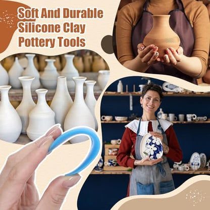 Sherr 21 Pcs Soft Ribs for Pottery Clay Silicone Rib Ceramics Tools Pottery Rubber Clay Ceramic Ribs for DIY Smooths Shapes Sculpting Tools, 7 Styles(Gentle Color,Mixed Style) - Image 4