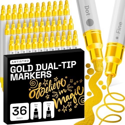ARTISTRO Gold Dual-Tip Acrylic Paint Marker Pens - Set of 36 by ARTISTRO