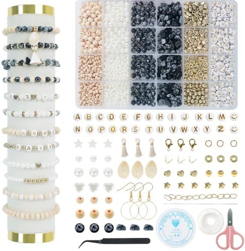 Jewelry Making Supplies Kit, Bracelet Making Kit, Natural Stone Beads by TOIPINIO