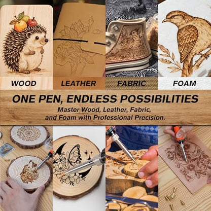 K KERNOWO Wood Burning Kit - 81Pcs All-in-One Wood Burning Tool Pen Adjustable Temperature Wood Burner Kit Crafts Gifts for Adults & Teens, Woodburning Kits for Beginner Pyrography - Image 5