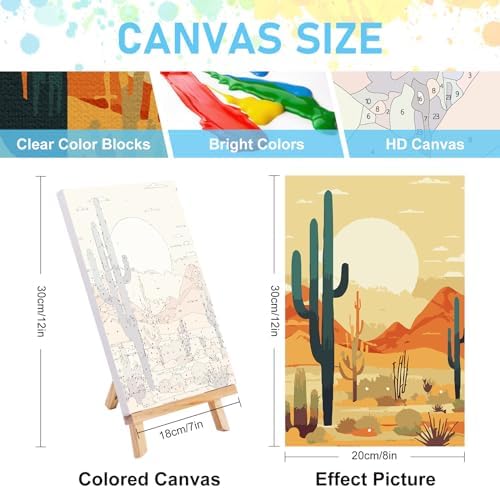 4 Pack Framed Paint by Numbers Kit for Adults with Wooden Easel, 8x12 Inch - Image 3