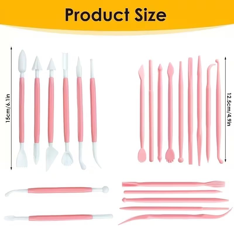 22 PCS Clay Sculpting Tools Set, Pink Air Dry Clay Tools & Polymer Clay Tools Kit, Double-Ended Plastic Modeling Tools for Pottery, Polymer Clay, Air Dry Clay & DIY Crafting for Adult - Image 4
