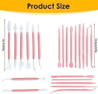 22 PCS Clay Sculpting Tools Set, Pink Air Dry Clay Tools & Polymer Clay Tools Kit, Double-Ended Plastic Modeling Tools for Pottery, Polymer Clay, Air Dry Clay & DIY Crafting for Adult - Image 4