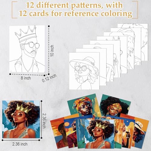 Cholemy 36 Pcs Paint and Sip Kit Gift for Adults 8''x10'',Black Women - Image 3