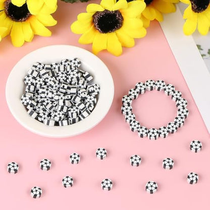 EVERMARKET 100pcs Soccer Beads Polymer Clay Football Softball Beads Charms Soccer Ball Spacer DIY Sports Bead for Necklace Bracelet Handmade Jewelry Making Accessories Supplies - Image 7