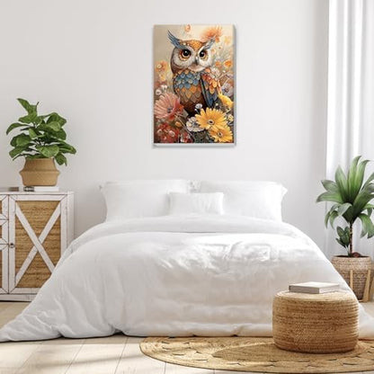 Bowetile Paint by Numbers Owl Kit for Adults, Framed Painting by Numbers Animal, Adults' Paint-by-Number Kits on Canvas, Acrylic Flower Number Painting Gifts for Home Wall Decor, 8x12in - Image 4