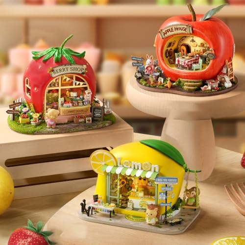 Dollhouse Miniature DIY House Kit,Mini 3D Wooden Doll House Craft Model with LED Creative Room Perfect DIY Gift for Friends, Lovers and Families (Drink Shop) - Image 4