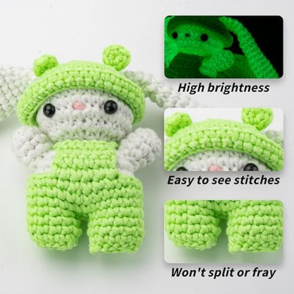 120g Glow in The Dark Yarn for Crocheting and Knitting; 120m(144yds) Yarn for Beginners with Easy-to-See Stitches; Worsted-Weight Medium #4; Yarn for Beginners Crochet Kit Making - Image 7