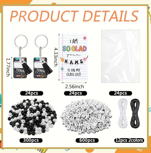 Suncalla 996 Pcs 24 Set Back to School Student Composition Keychain Kit - Image 2