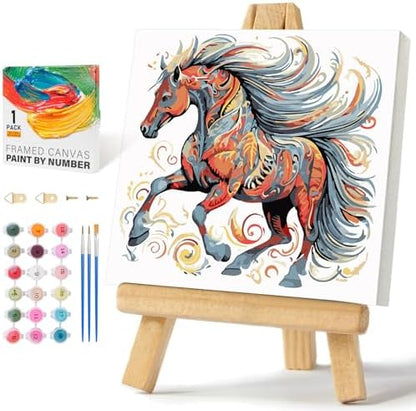 Offito Framed Paint by Numbers Kit for Adults Beginners, Horse by Offito