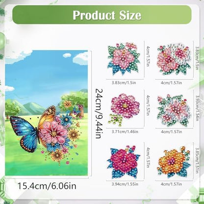 6 Pack DIY Diamond Painting Greeting Card Kit Butterfly Lawn, 5D Diamond Art Christmas Birthday Holiday Foldable Thank You Cards Blessing Greeting Card, Art Crafts Kit Creative Envelope - Image 7