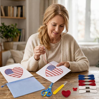 17Pcs American Heart 18 Mesh Needlepoint Canvas Kit for Beginners Adults - Image 5
