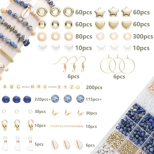 Xylise Jewelry Making Supplies Kit Natural Stone Beads for Irregular Natural Stone with for DIY Craft Bracelet Necklace Earrings for Adults(Blue dot Color) - Image 3