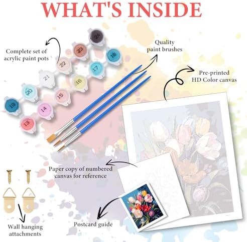 Paint by Numbers Kit for Adults Beginner, Colorful Tulip Bouquet 16x20 Inch - Image 5