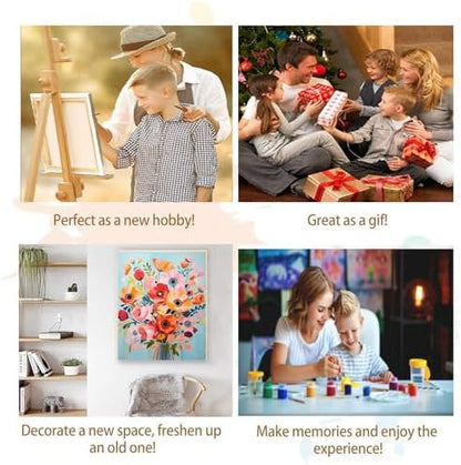 Artunion Framed Paint by Numbers Kit for Adults Beginners & Kids Ages 8-12,Watercolor Flowers Paint by Number with Frame, Floral Abstract Paint by Numbers Kit on Canvas 10 * 10 Inch Without Easel - Image 2
