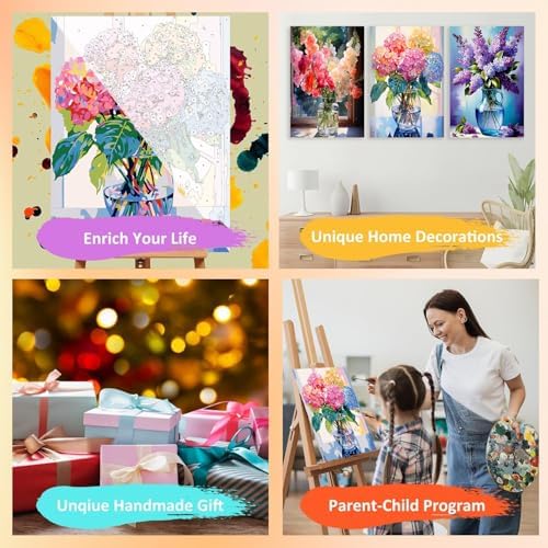 3 Pack Framed Paint by Numbers Flower for Adult with Wooden Easel 8x12 inch - Image 7