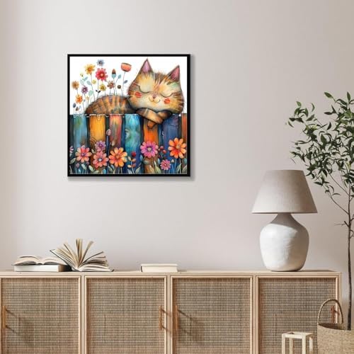 TCDZMYGS Cat Paint by Numbers Kit for Adults Beginner,Flowers Adult Paint by Number Kits on Canvas with Frame,DIY Acrylic Oil Painting by Numbers Kits for Home Wall Decor 10x10 inch - Image 2